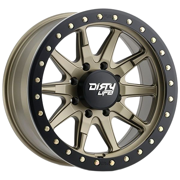 Dirty Life DT-2 Satin Gold Black Lip 17x9 5/127 to suit Jeep Wrangler JK/JL and JT Gladiator