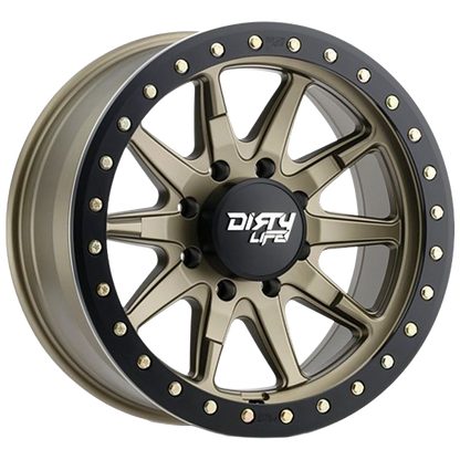 Dirty Life DT-2 Satin Gold Black Lip 17x9 5/127 to suit Jeep Wrangler JK/JL and JT Gladiator