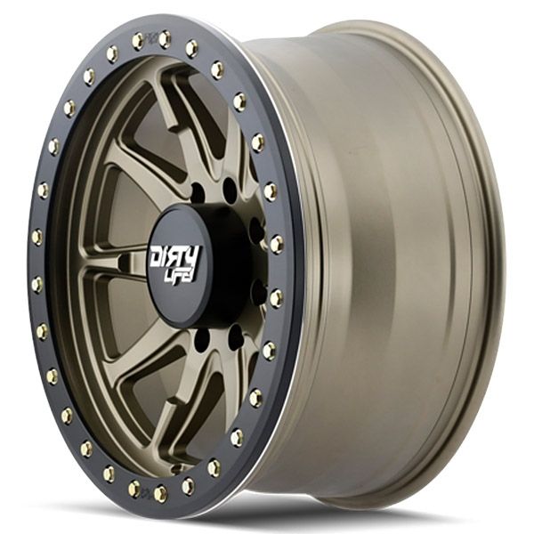 Dirty Life DT-2 Satin Gold Black Lip 17x9 5/127 to suit Jeep Wrangler JK/JL and JT Gladiator