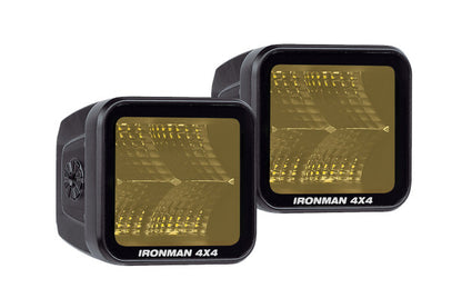 Ironman 4x4 20W Bright Cube FLOOD Beam LED Cube Light - 70 x 64mm (Pair) - AMBER ILED20BFA