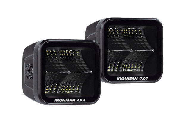 Ironman 4x4 - 20W Bright Cube FLOOD Beam LED Cube Light - 70 x 64mm (Pair) - CLEAR ILED20BF