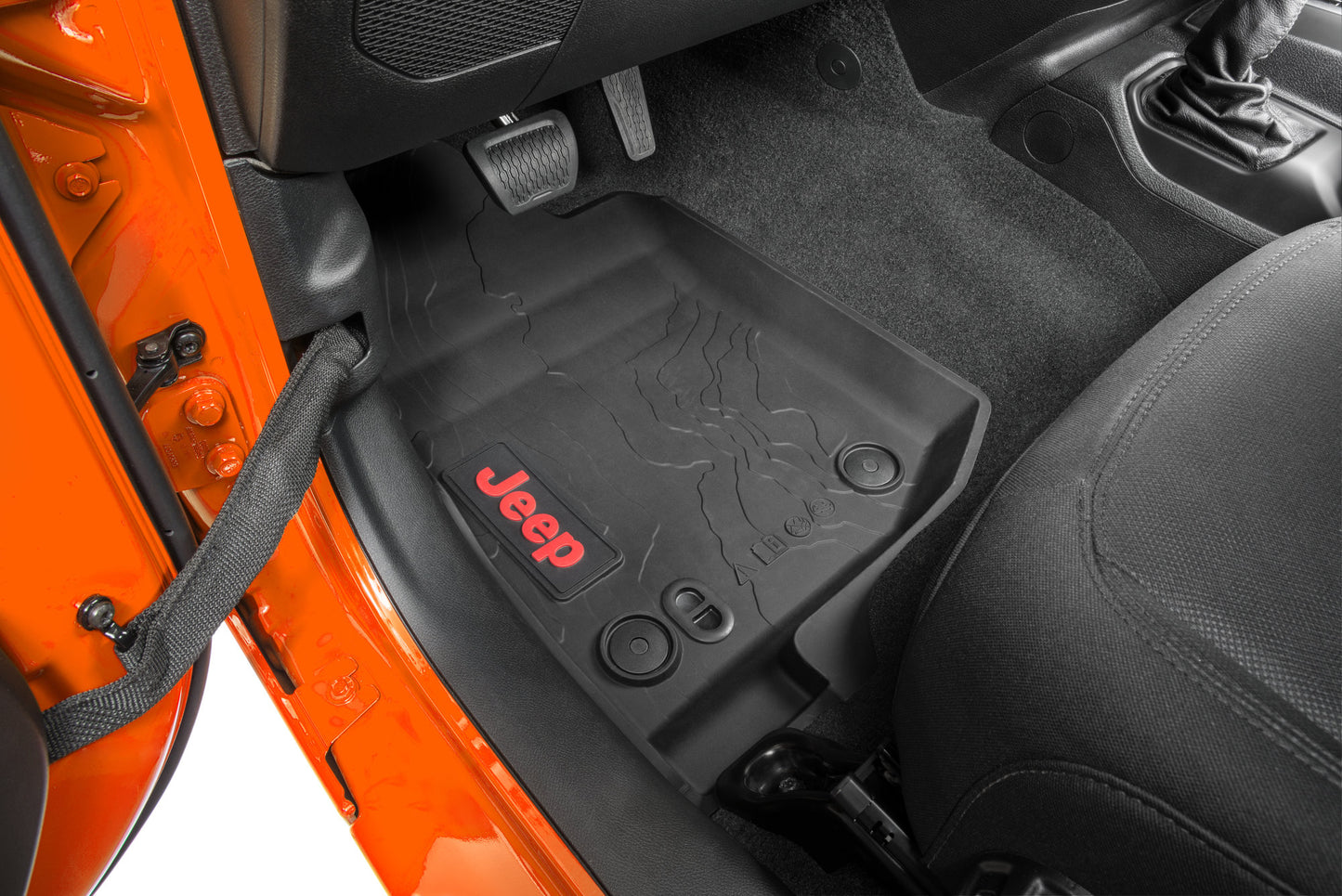 Mopar 82216629AB  All Weather Floor Liners with Red Logo for 20+ Jeep Gladiator JT