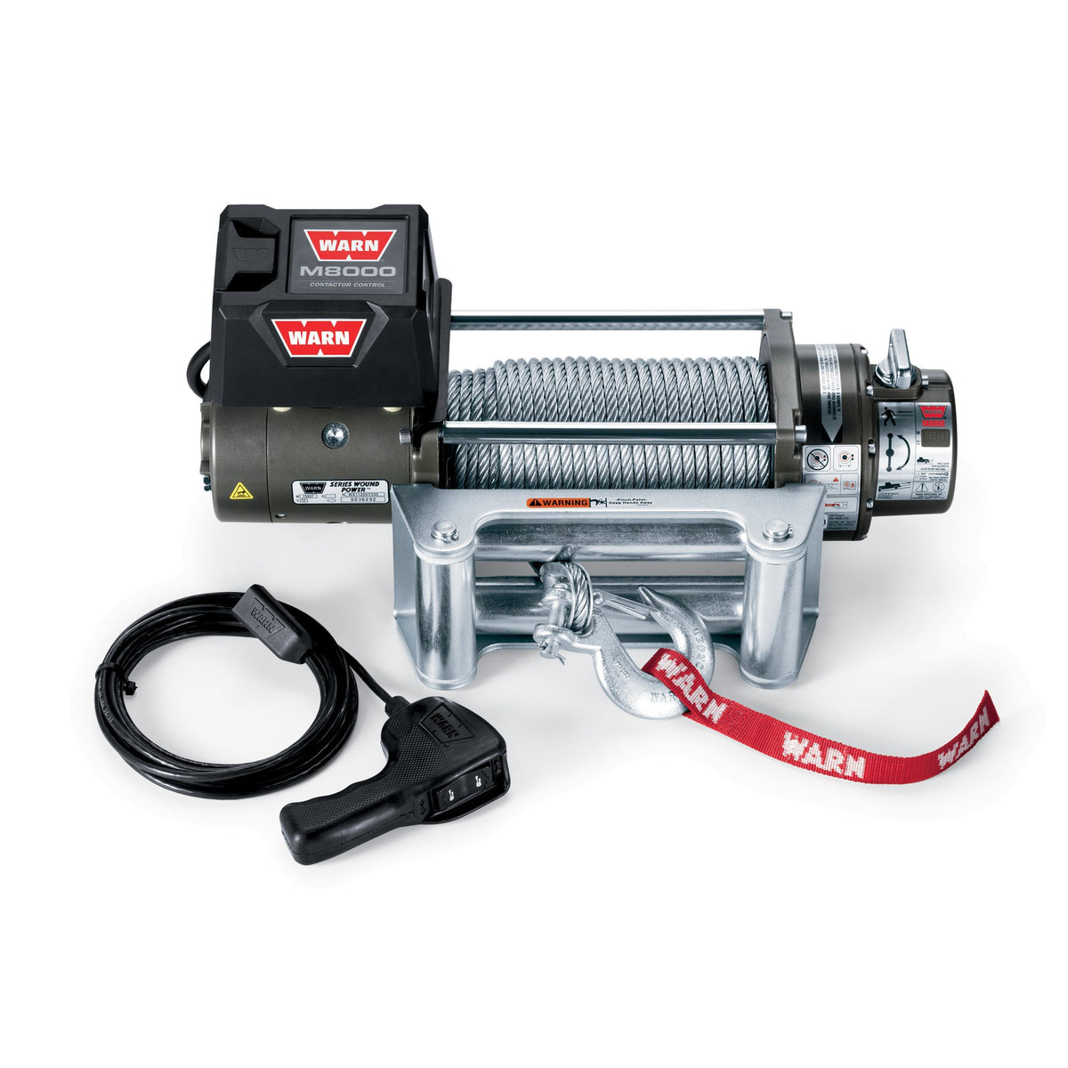WARN 26502 M8000 Self-Recovery Winch (12V DC) 100&#39; Wire Rope and Roller Fairlead