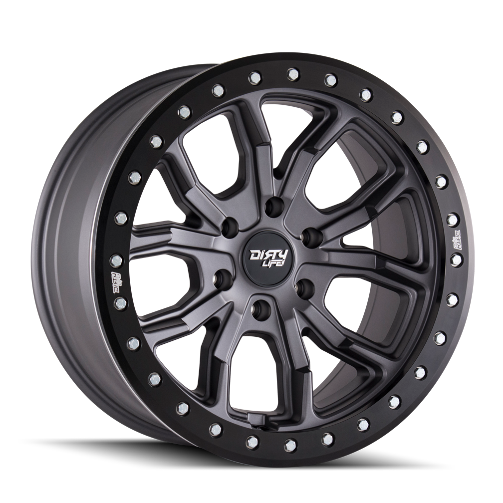 Dirty Life DT-1 9303, 17x9 Wheel with 5x5 Bolt Pattern - Matte Gunmetal/Satin Graphite - 9303-7973MGT12