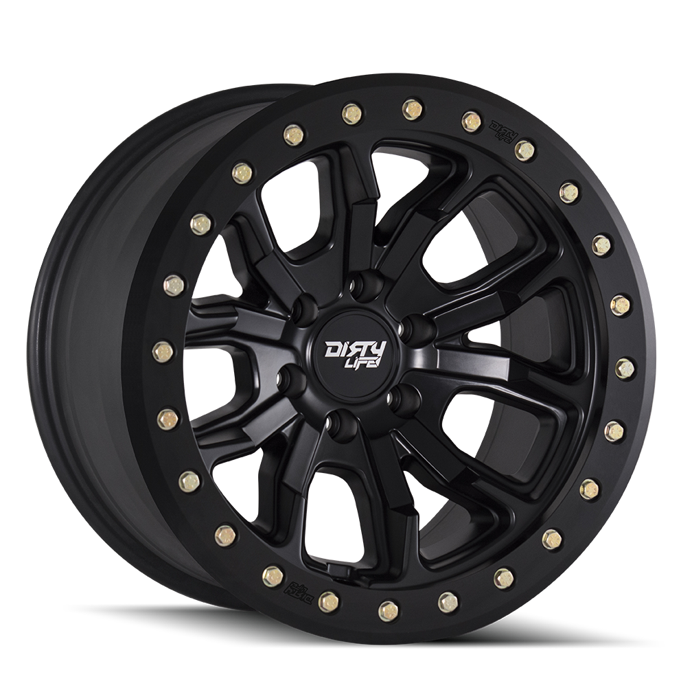 Dirty Life DT-1 9303, 17x9 Wheel with 5x5 Bolt Pattern - Matte Black - 9303-7973MB12