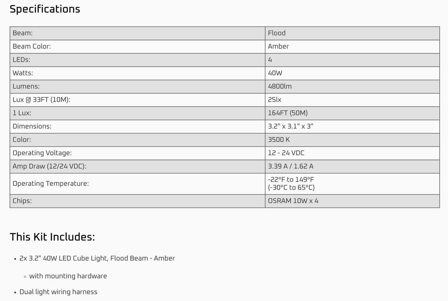 Ironman 4x4 - 40W Bright CUBE Flood Beam LED Cube Light - 81 x 75mm (Pair) - AMBER ILED80BFA