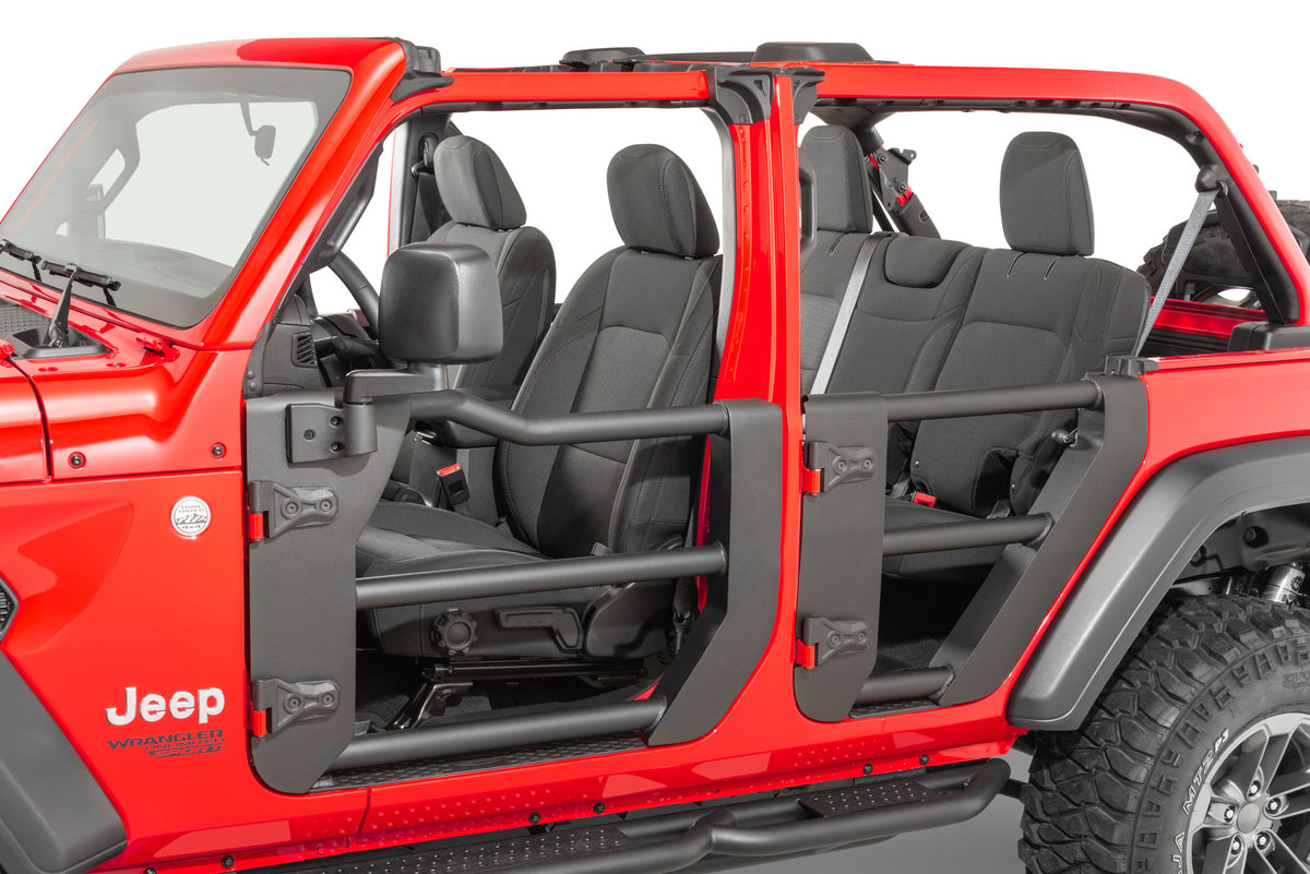 Quadratec Tube Doors Front &amp; Rear Tube Doors with FREE Mirrors for 18 Jeep Wrangler JL &amp; Gladiator JT