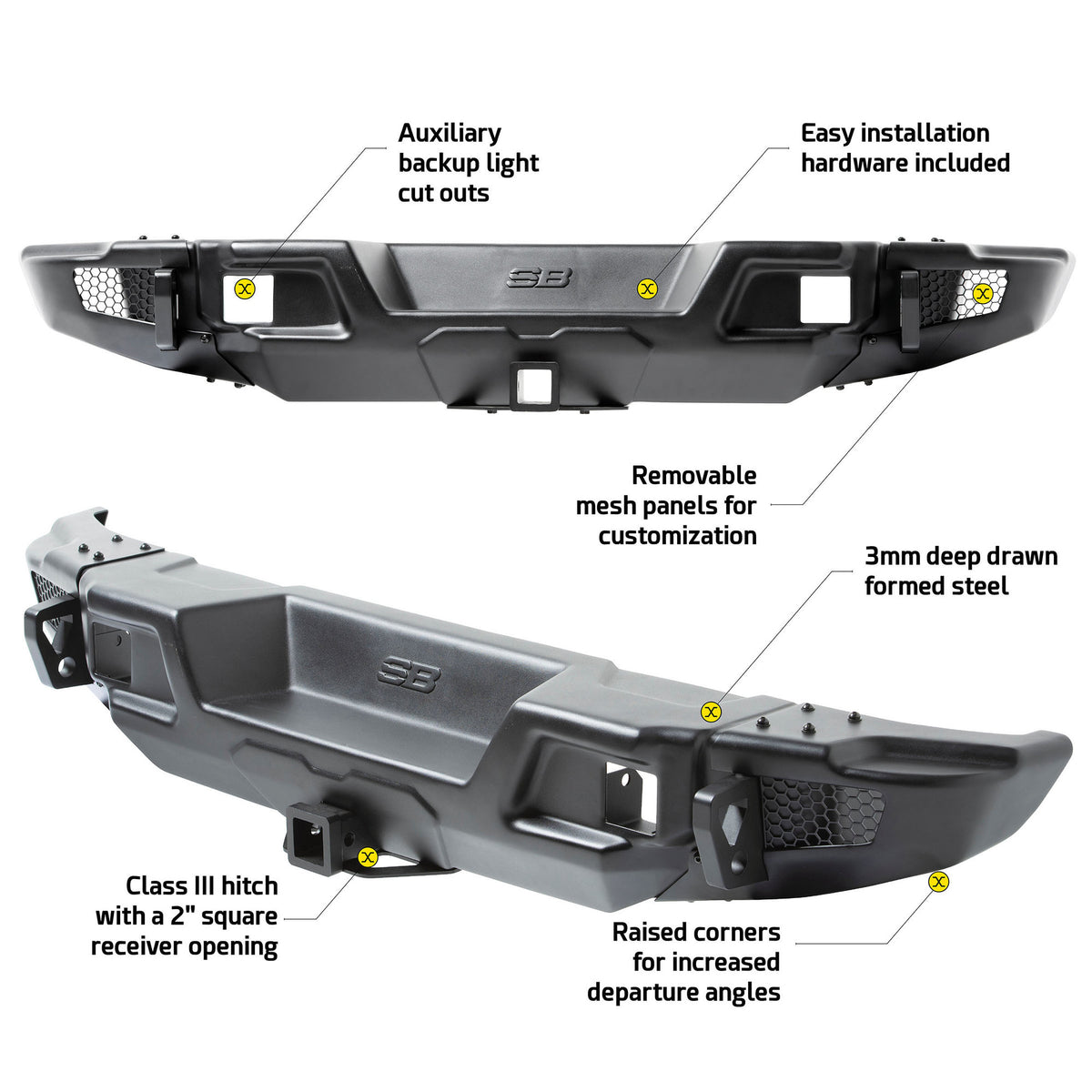 Smittybilt 77732 Stryker Rear Bumper for 18+ Jeep Wrangler JL 2 and 4 door